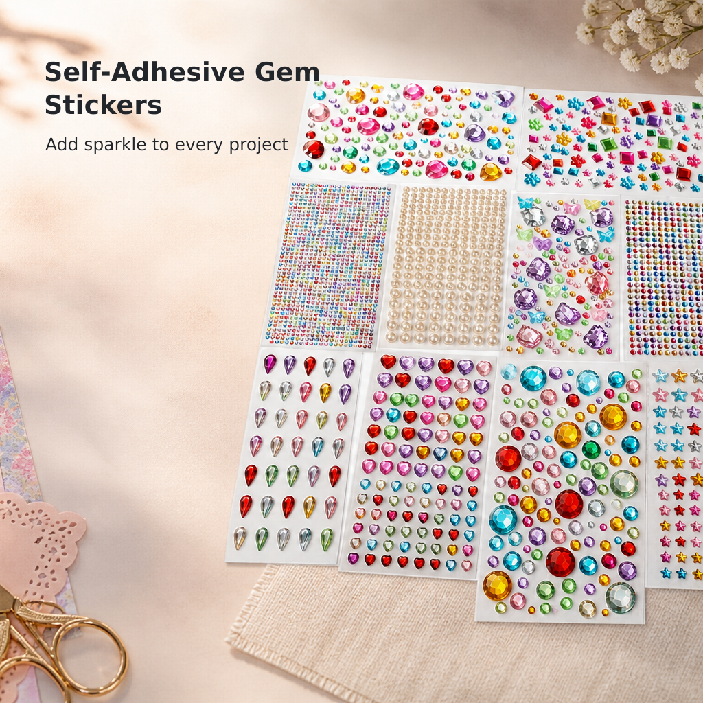 Self-Adhesive Flatback Gem Stickers